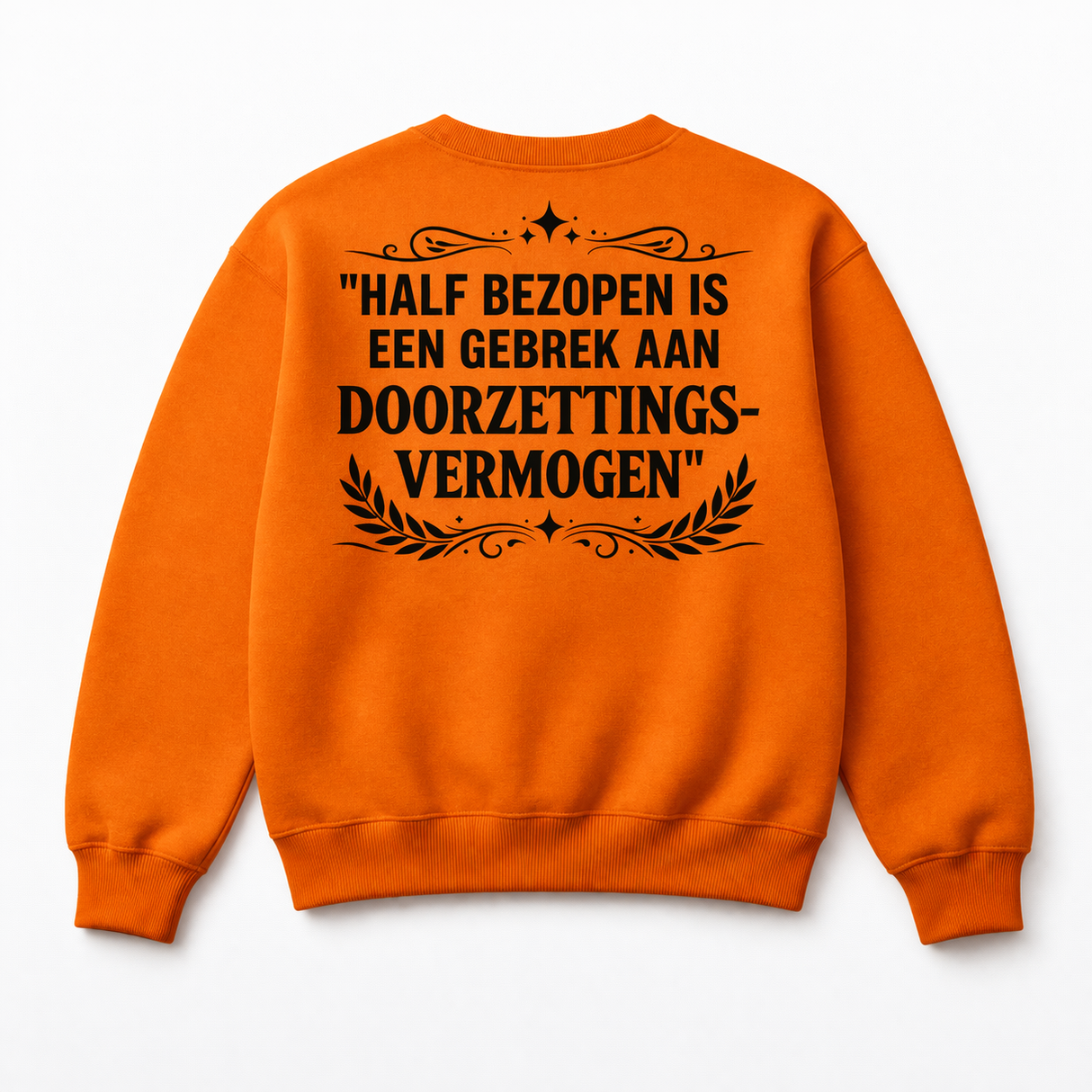 Sweater - Oranje - Half bezopen quote